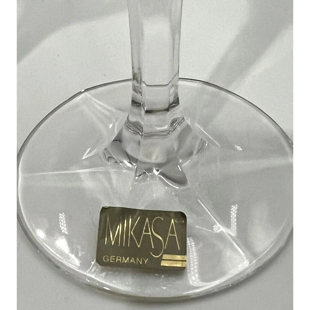 4 Vintage Mikasa Wine Goblets Uptown Crystal Glasses Vertical Cut Swirl Clear 9